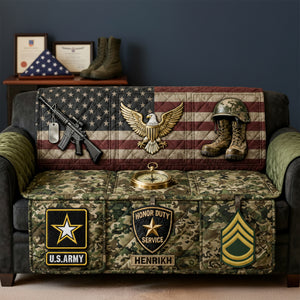 Proud Veteran Service Sofa Cover - Personalized Gift For Veteran 05KILU040226-Homacus