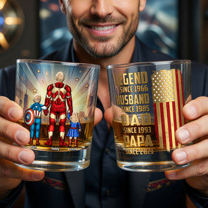 Strong Dad and Kids Round Glass - Personalized Gifts For Dad 01naqn140526-Homacus