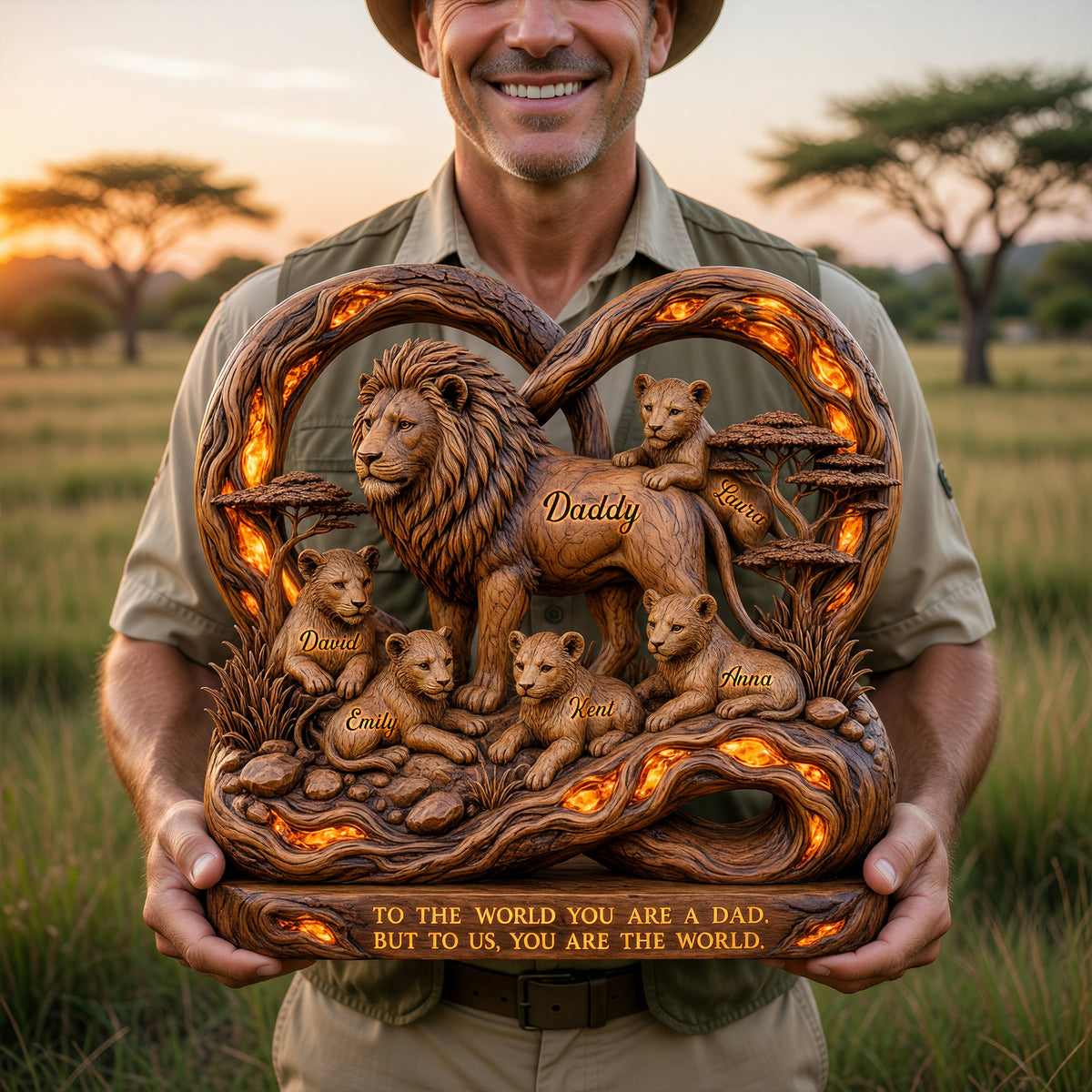 Lion Dad And Kids Acrylic Plaque - Personalized Gifts For Dad 02paqn220526-Homacus