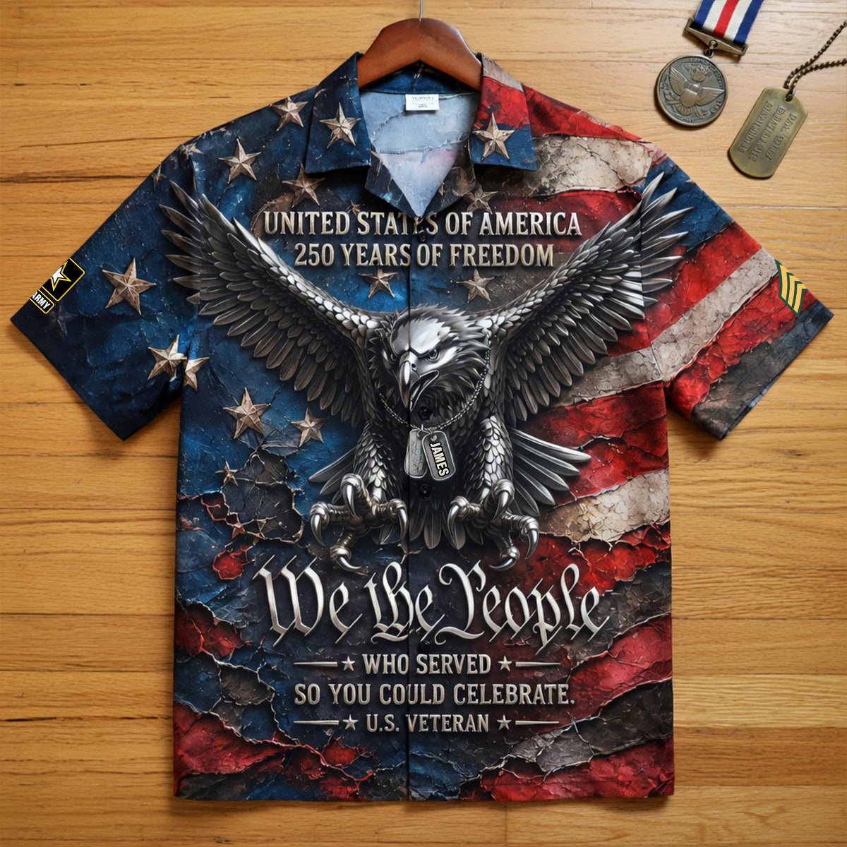 Bold Eagle Veteran Hawaiian Shirt, Personalized Gifts For Veterans 03QHDT160626-Homacus