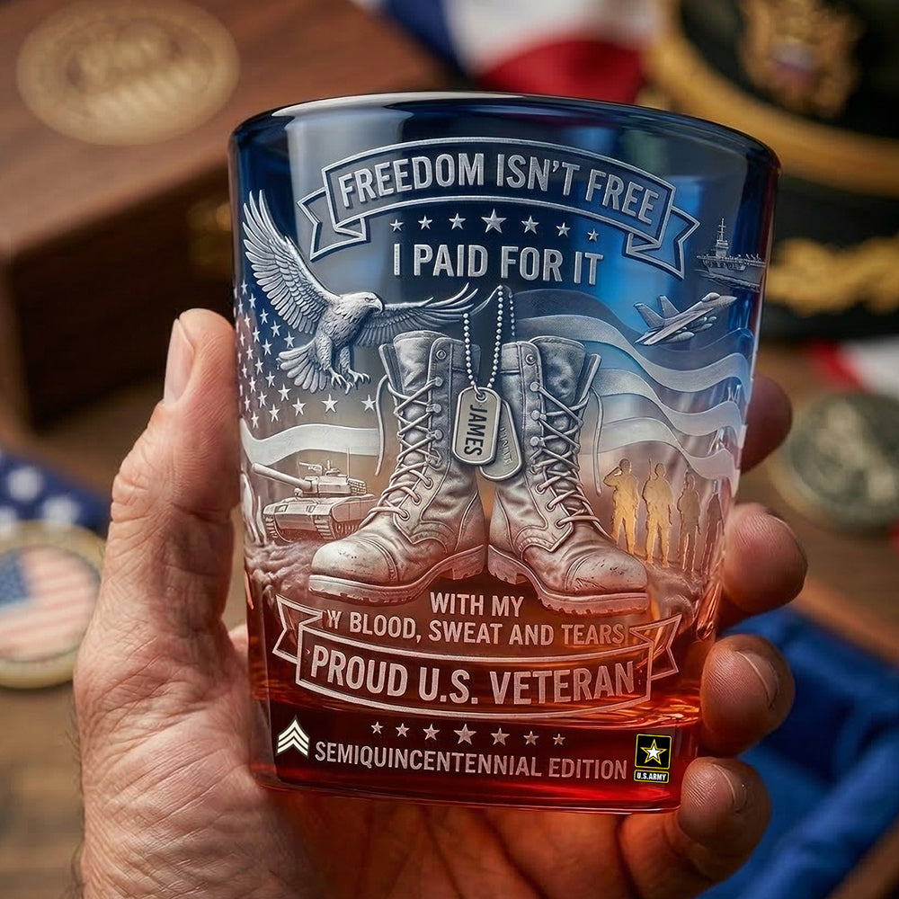 Patriotic Veteran Whiskey Glass, Personalized Gifts For Veterans 05qhdt180326-Homacus