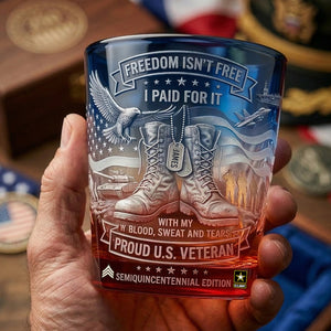 Patriotic Veteran Whiskey Glass, Personalized Gifts For Veterans 05qhdt180326-Homacus