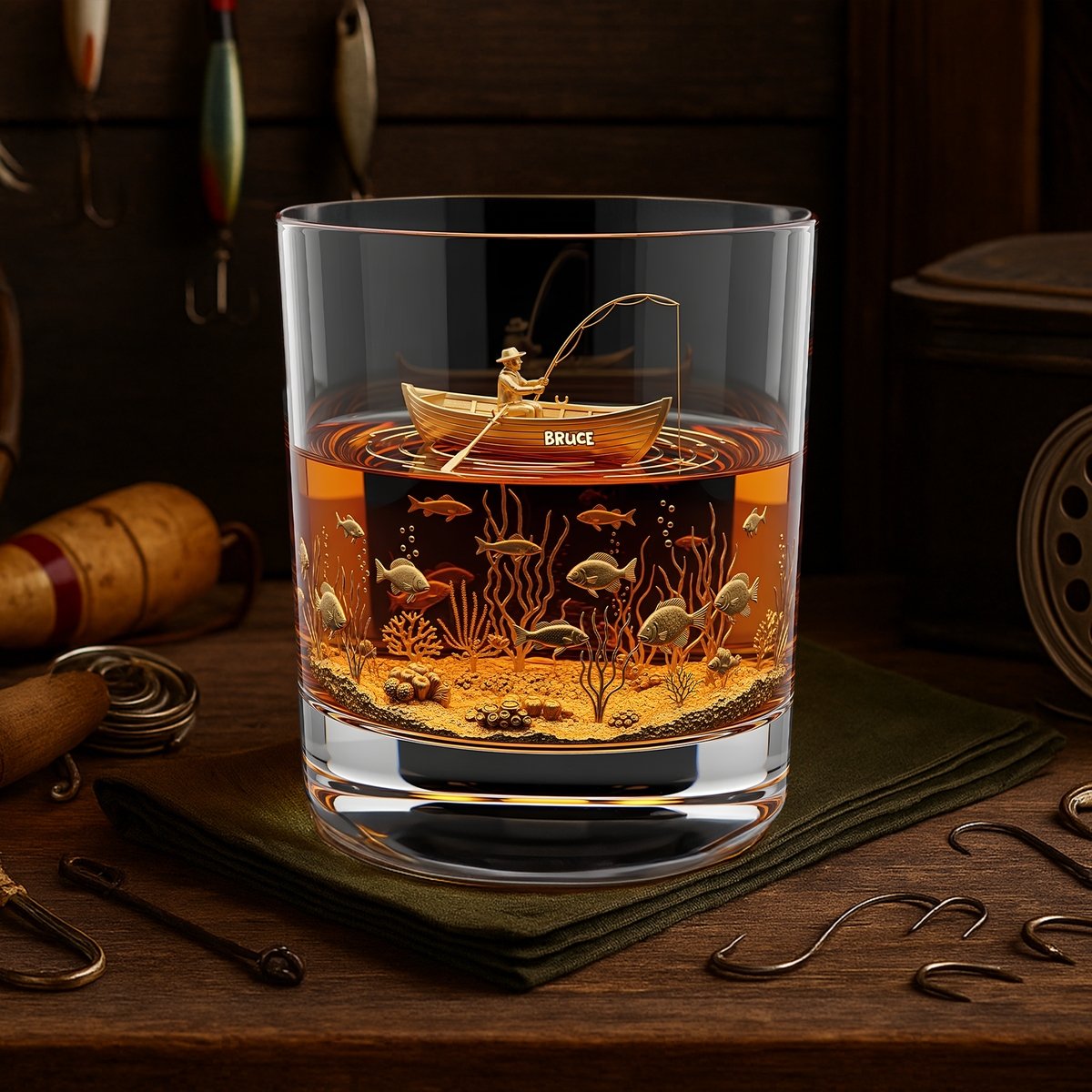Fishing Man Whiskey Glass - Personalized Gifts For Fishing Lovers 01TOLU070825-Homacus