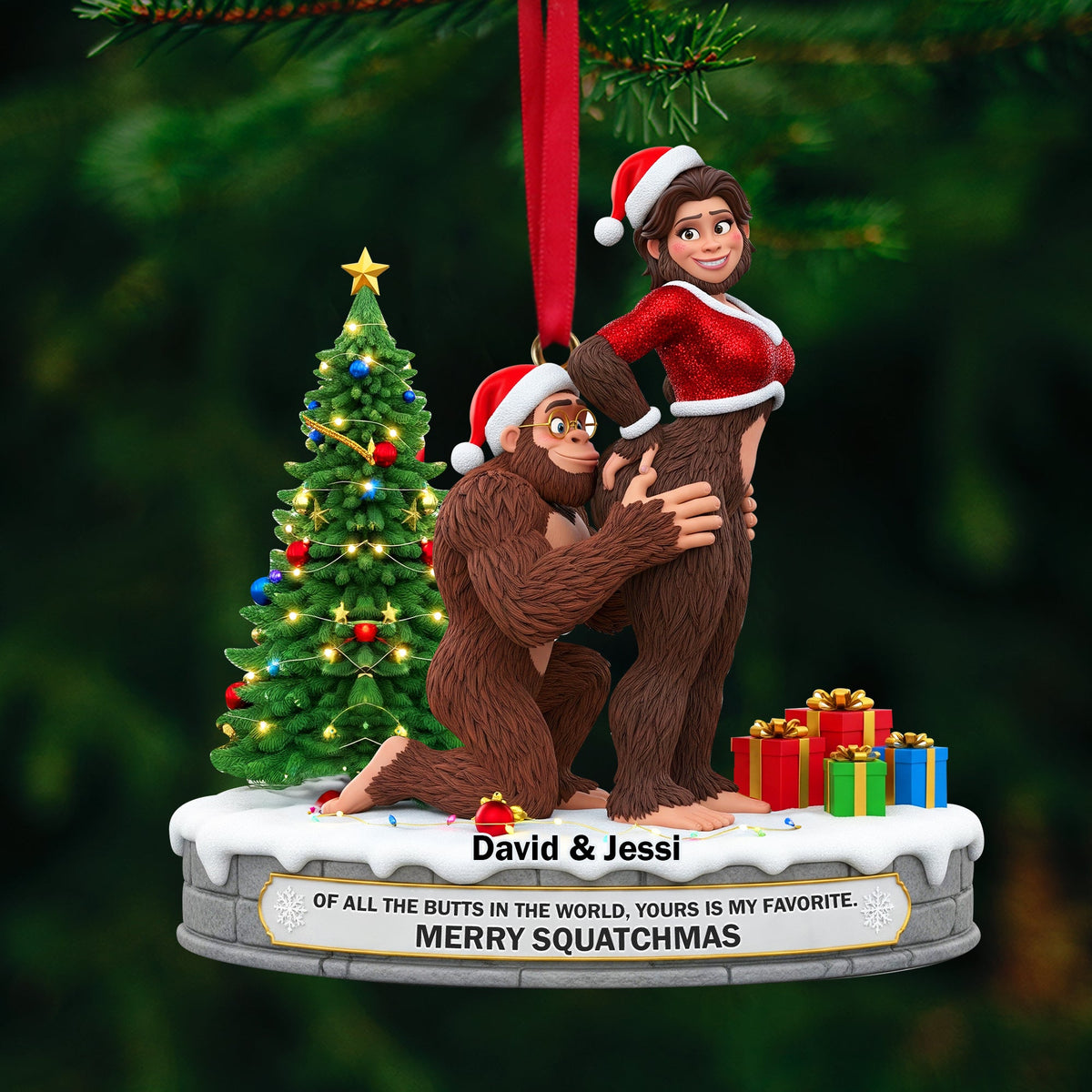 Playful Giant Forest Couple Ornament - Personalized Christmas Gift For Couples 01OHLU160925-Homacus