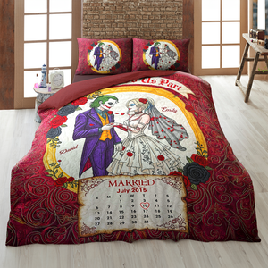 Spooky Married Couple Quilt Bed Set Special Line - Personalized Gift For Couple 04NAPU110725-Homacus