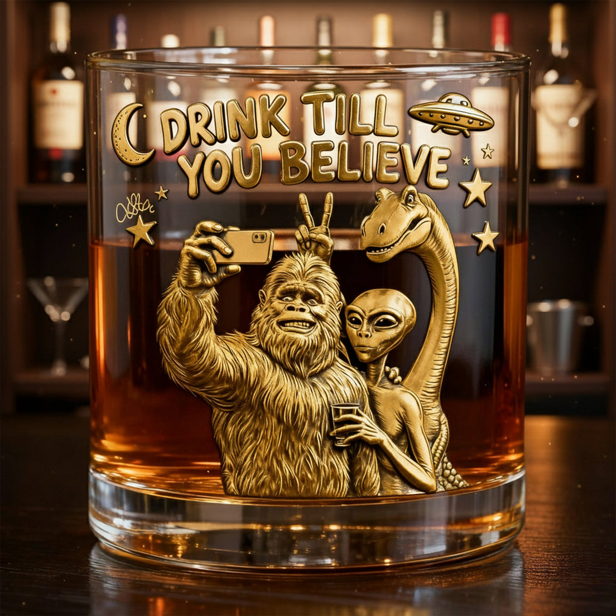 Fun Forest Giant & Friends Selfie Glass - Personalized Gifts For Drinking Lovers & Cryptid Creatures Enthusiasts 02QHLU011225-Homacus