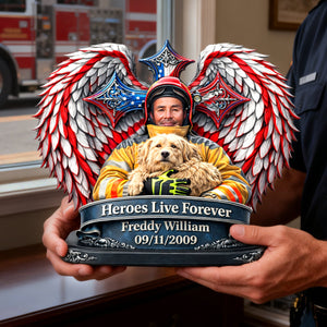 Heroes Live Forever Acrylic Plaque - Personalized Memorial Gift For Firefighter 01HULU300126-Homacus