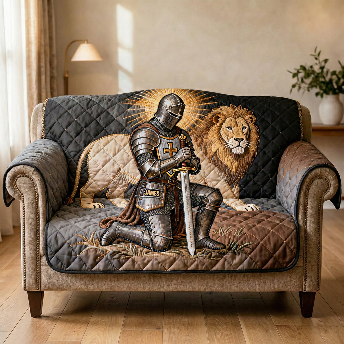 Knight In Prayer Sofa Cover - Personalized Gift For Christian 02NATN290126-Homacus