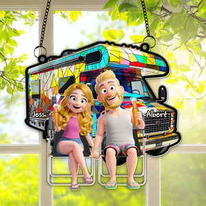 Couple With Colorful Motorized RV Suncatcher - Personalized Gifts For Couple 01TGLU140725-Homacus