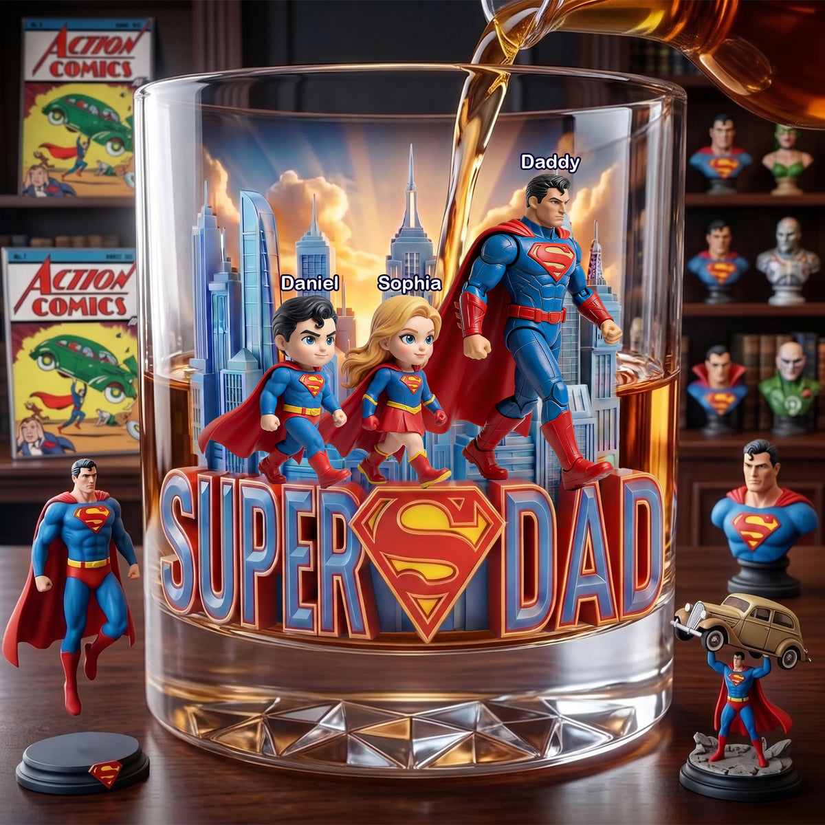 Fearless Guardian Dad and Kids Drinking Glass - Personalized Gifts For Dads 04ohlu190526-Homacus