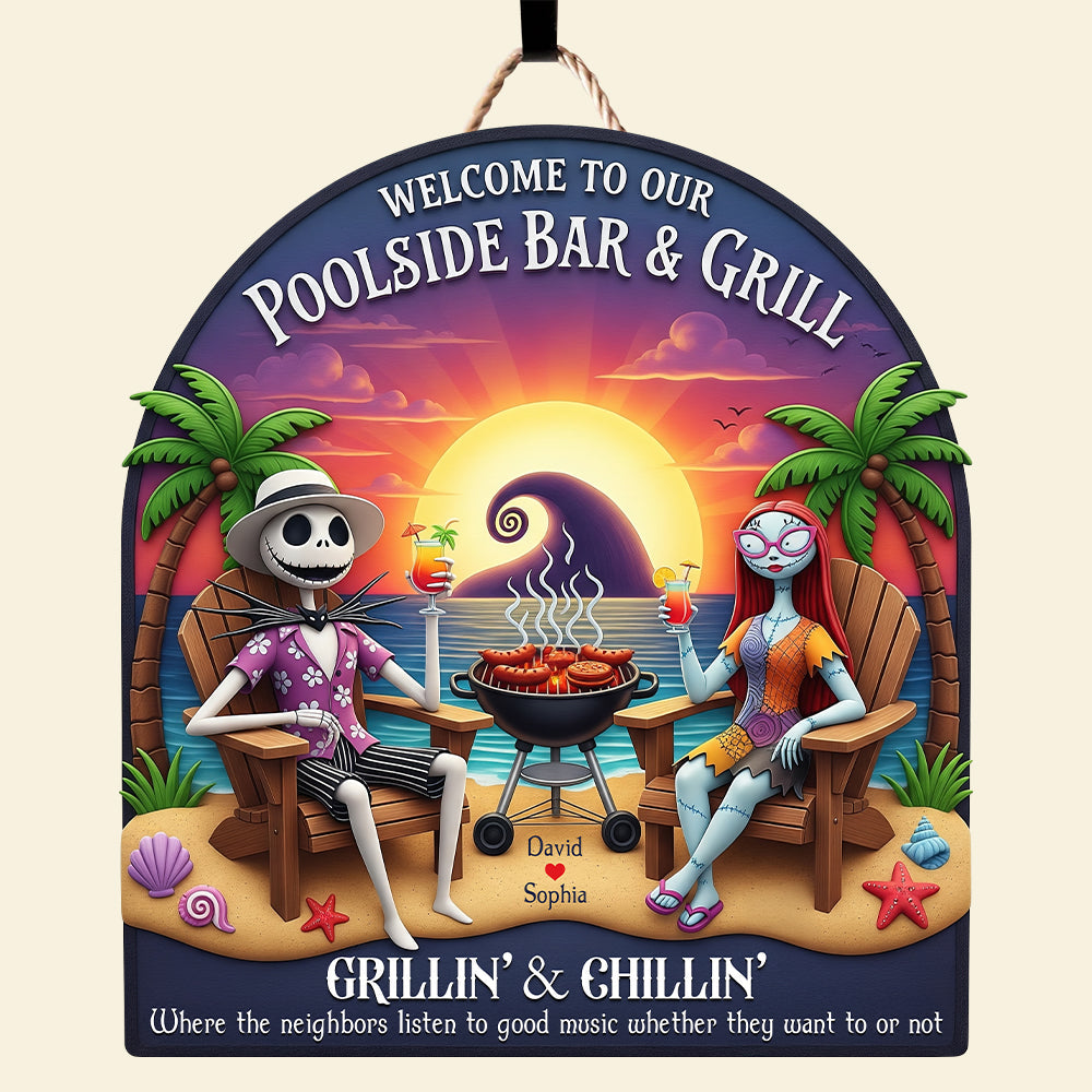 Spooky Love Wood Sign – Personalized Poolside Gifts for Couple 02naqn100625-Homacus