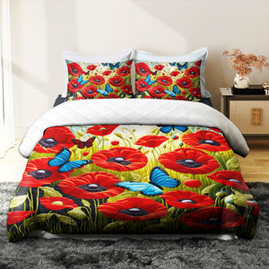 Gifts For Poppy Lover Quilt Bed Set Poppy Flowers 05HUMH200125-Homacus