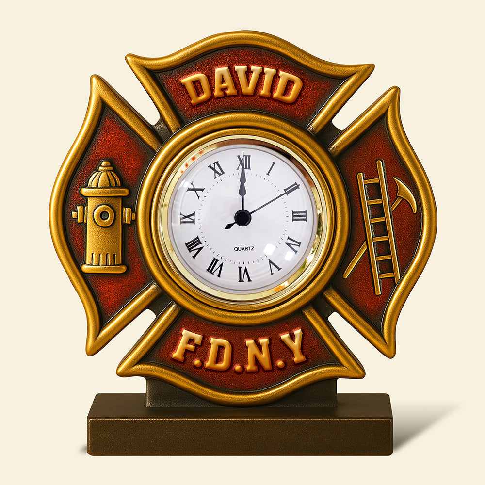 Firefighter Desk Clock Plaque - Personalized Gifts For Firefighter 02toqn280525-Homacus