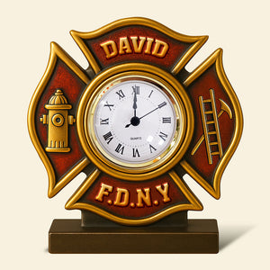 Firefighter Desk Clock Plaque - Personalized Gifts For Firefighter 02toqn280525-Homacus
