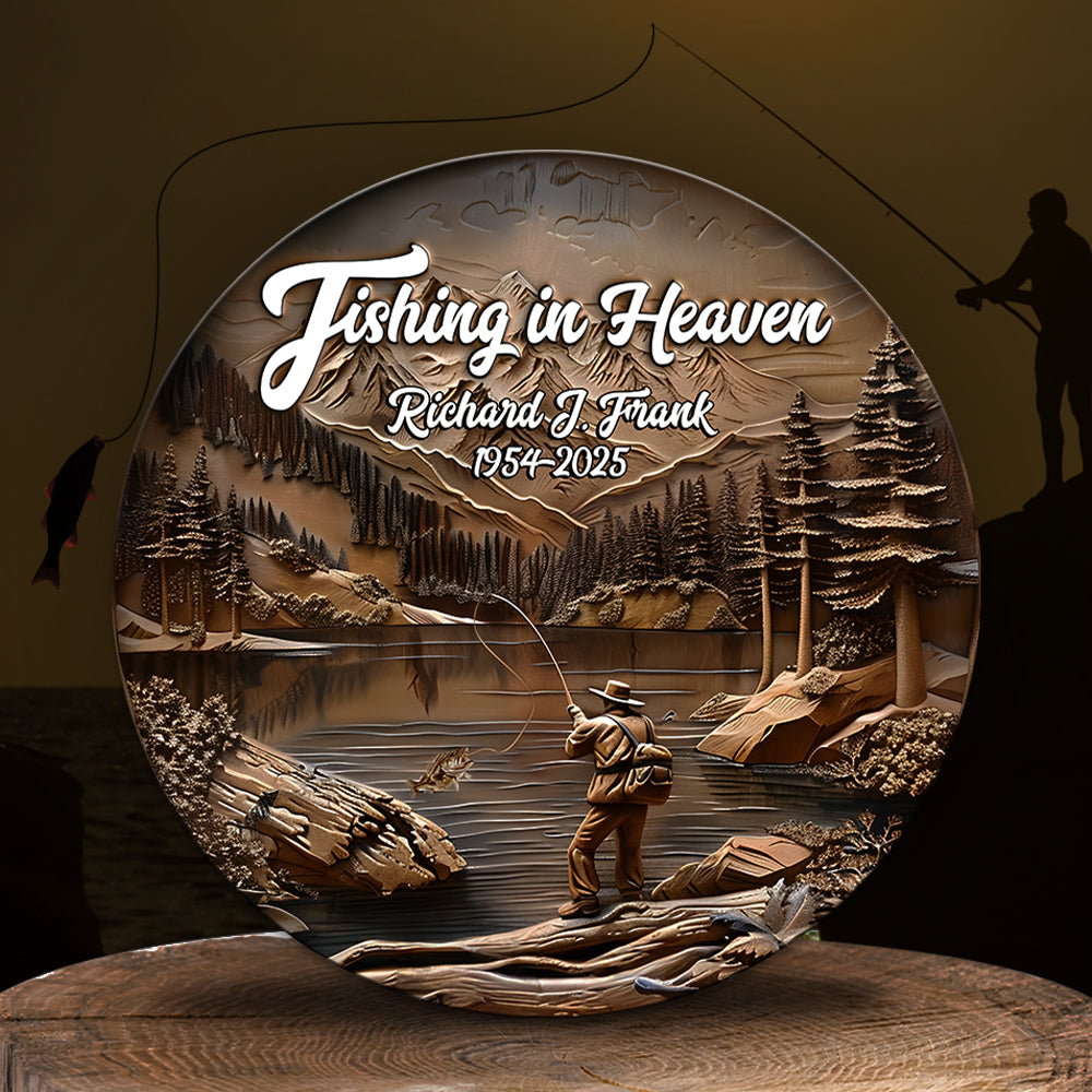 Personalized Memorial Gifts For Fishing Lovers Metal Sign 02kalu240325 Fishing In Heaven-Homacus