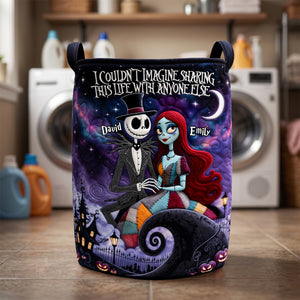 Spooky Couple Quilted Laundry Basket - Personalized Gifts For Couple 01padh300626-Homacus
