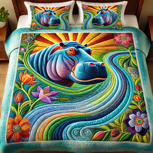 Gifts For Highland Hippo Lovers Quilt Bedding Set Special Line 04xqqn140125-Homacus