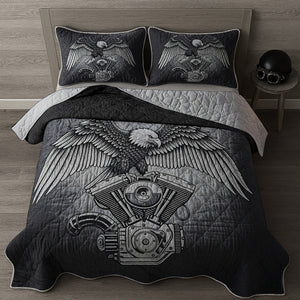 Edgy & Bold Motorcycle Engine Quilt Bed Set, Personalized Gifts For Biker 02qhlu150725-Homacus