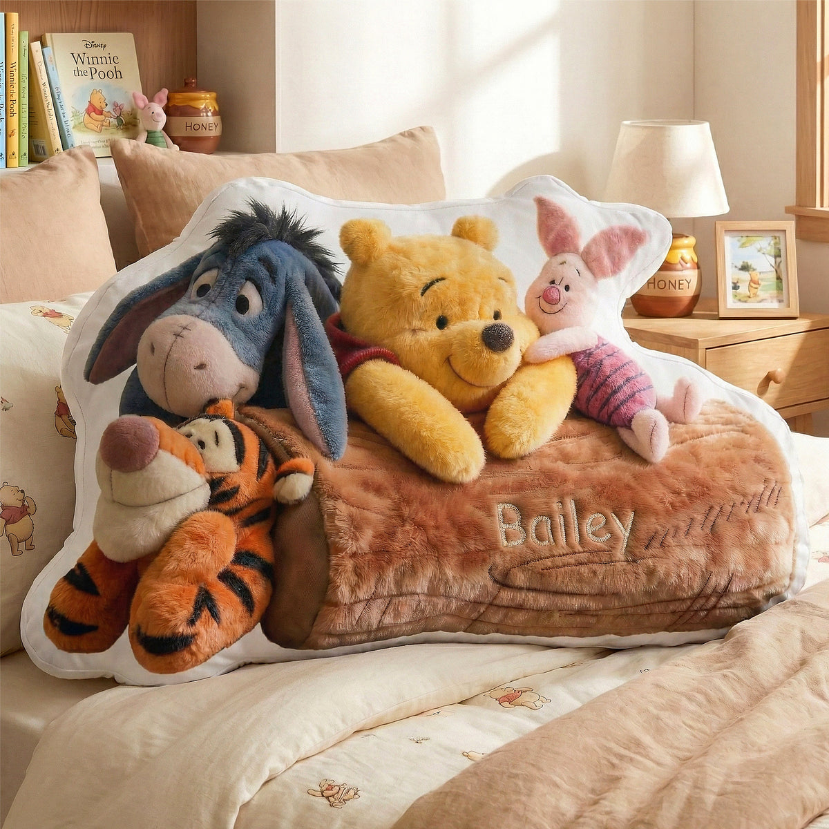 Peeking In Wood Log Shaped Pillow - Personalized Gifts For Cuteness Lovers 04QHMG041225-Homacus