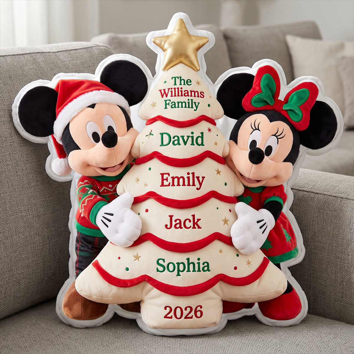 Family Christmas Tree Plush Pillow - Personalized Gifts For Family 04TTTN151026-Homacus