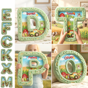 Farm Tractor Initial Letter Custom Shaped Pillow - Personalized Gifts For Kids 05kimg111225-Homacus