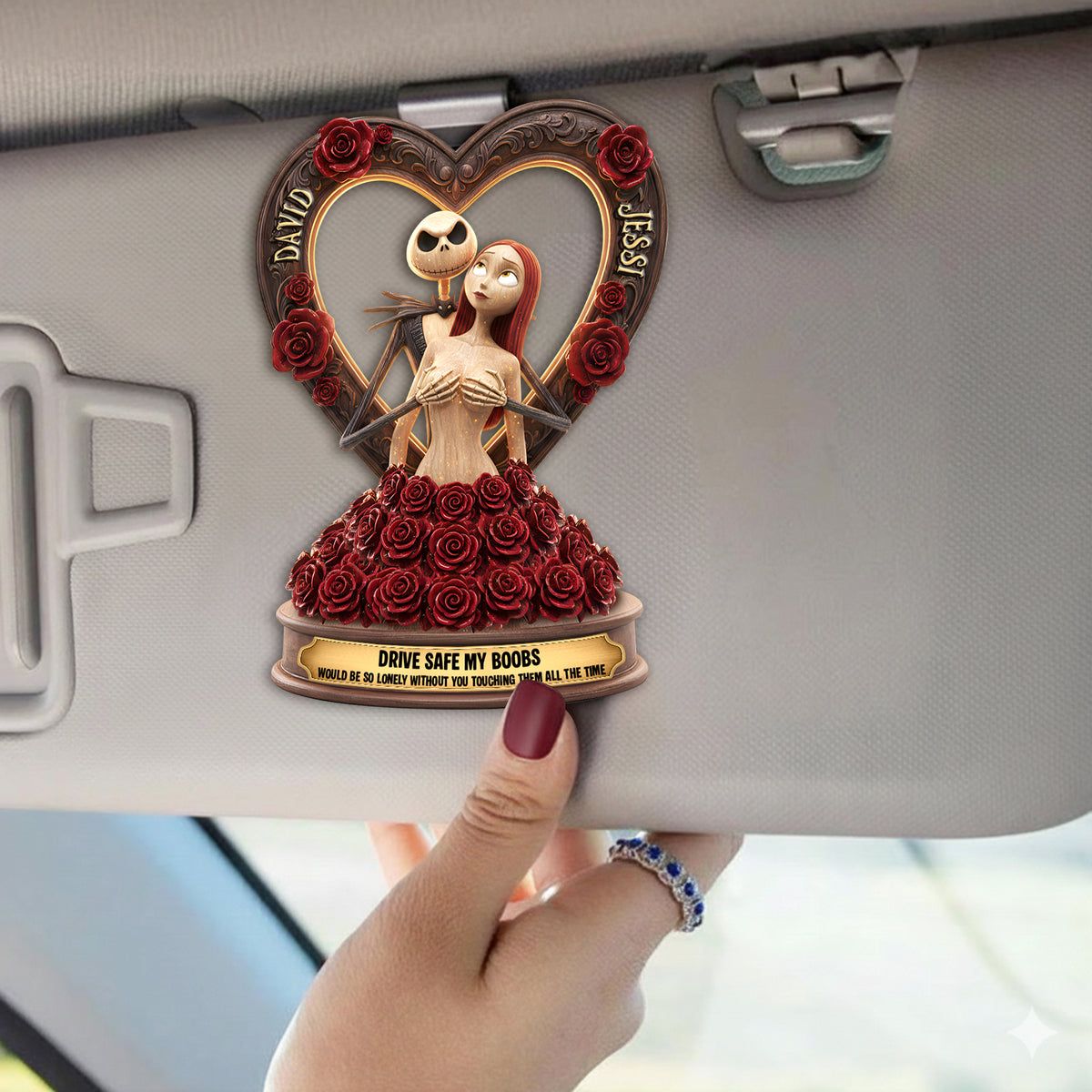 Naughty Skeleton Couple Car Visor Clip - Personalized Gifts For Couple 02ohlu171225-Homacus