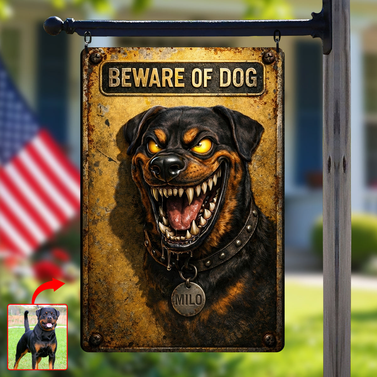 Beware Of Dog Print Metal Sign - Custom Photo Gifts For Dog Lover Metal Sign 01TGQN040326-Homacus