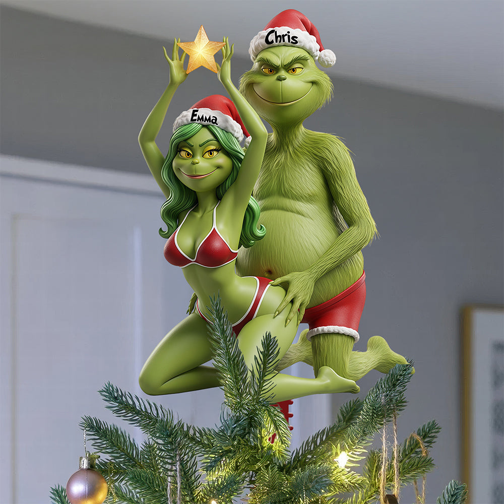 Naughty Couple Acrylic Christmas Tree Topper - Personalized Gifts For Couple 04ohta171125-Homacus