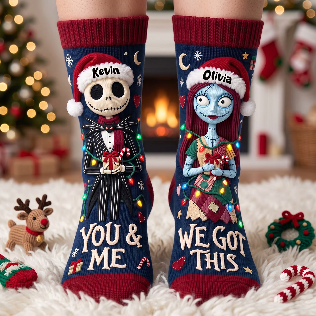 You And Me We Got This Spooky Christmas Couple Middle Tube Socks - Personalized Gifts For Couple Socks 03TYTA190926