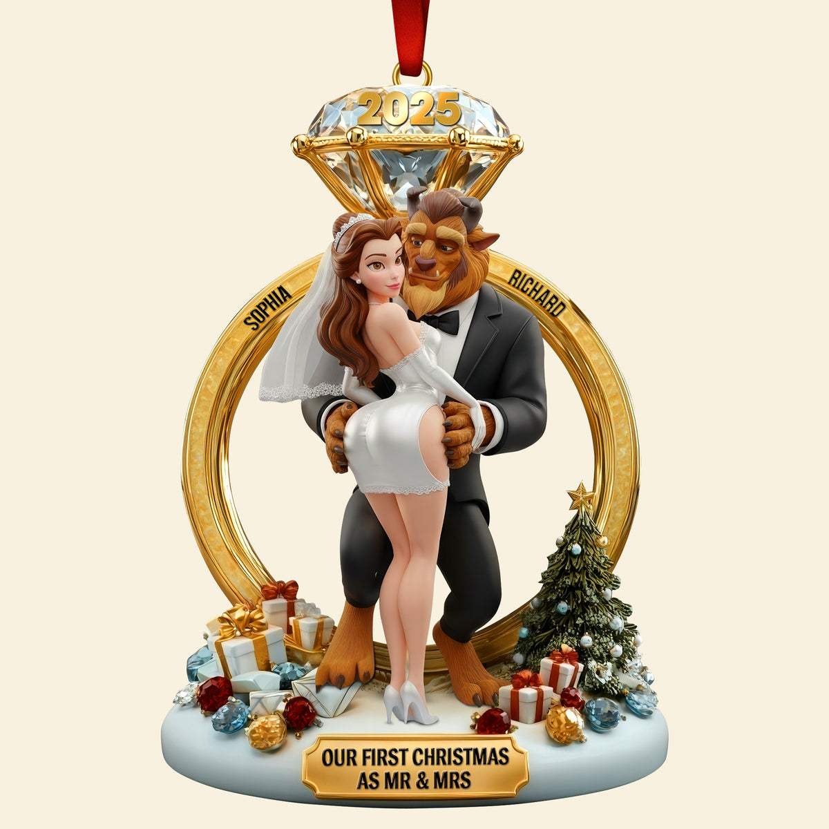 Fairy Tale Wedding Christmas Ornament Personalized Gifts For Couple 01TGQN211125-Homacus