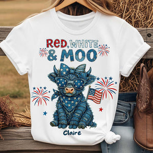 Highland Cow Freedom Shirt - Personalized Gifts For 4th Of July 04NADT190625-Homacus