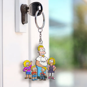 Funny Dad & His Little Ones Acrylic Keychain - Personalized Gifts For Father 01QHHU160525PA-Homacus