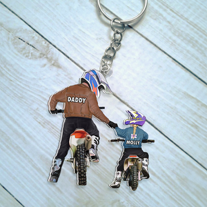 Personalized Gifts For Dad Keychain Motocross Dad And Kid 02QHHU220125TM-Homacus