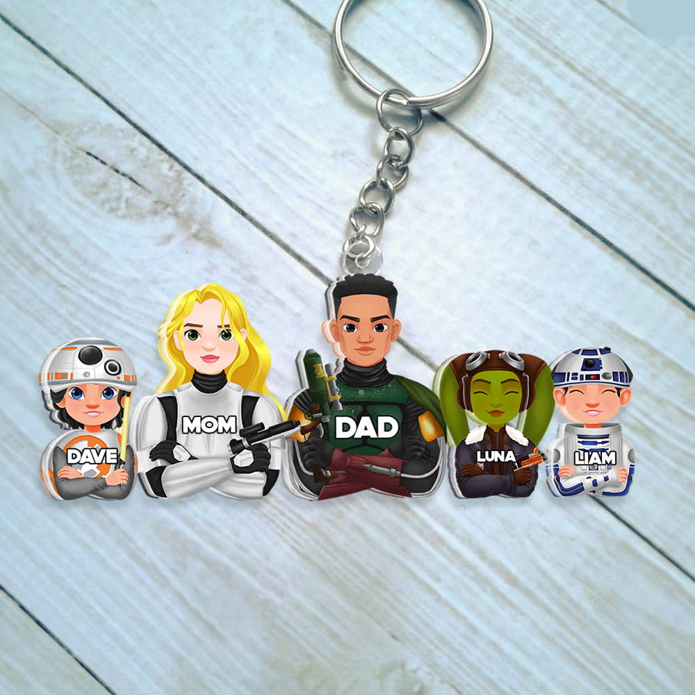 Personalized Gifts For Family Keychain Galaxy Family 01QHHU070325HG-Homacus