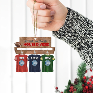 Football Family Ornaments - House Divided & Jersey Shirt With Custom Team Logo Gifts For Football Lovers-Homacus