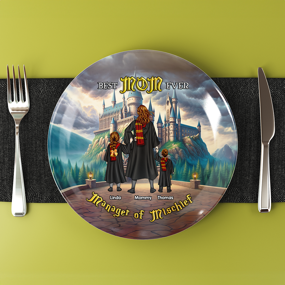 Best Dad Ever Ceramic Round Plate 012achu040425-Homacus