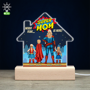 Super Mom Is Here, Personalized 3D Led Light, Christmas Gift For Kids-Homacus