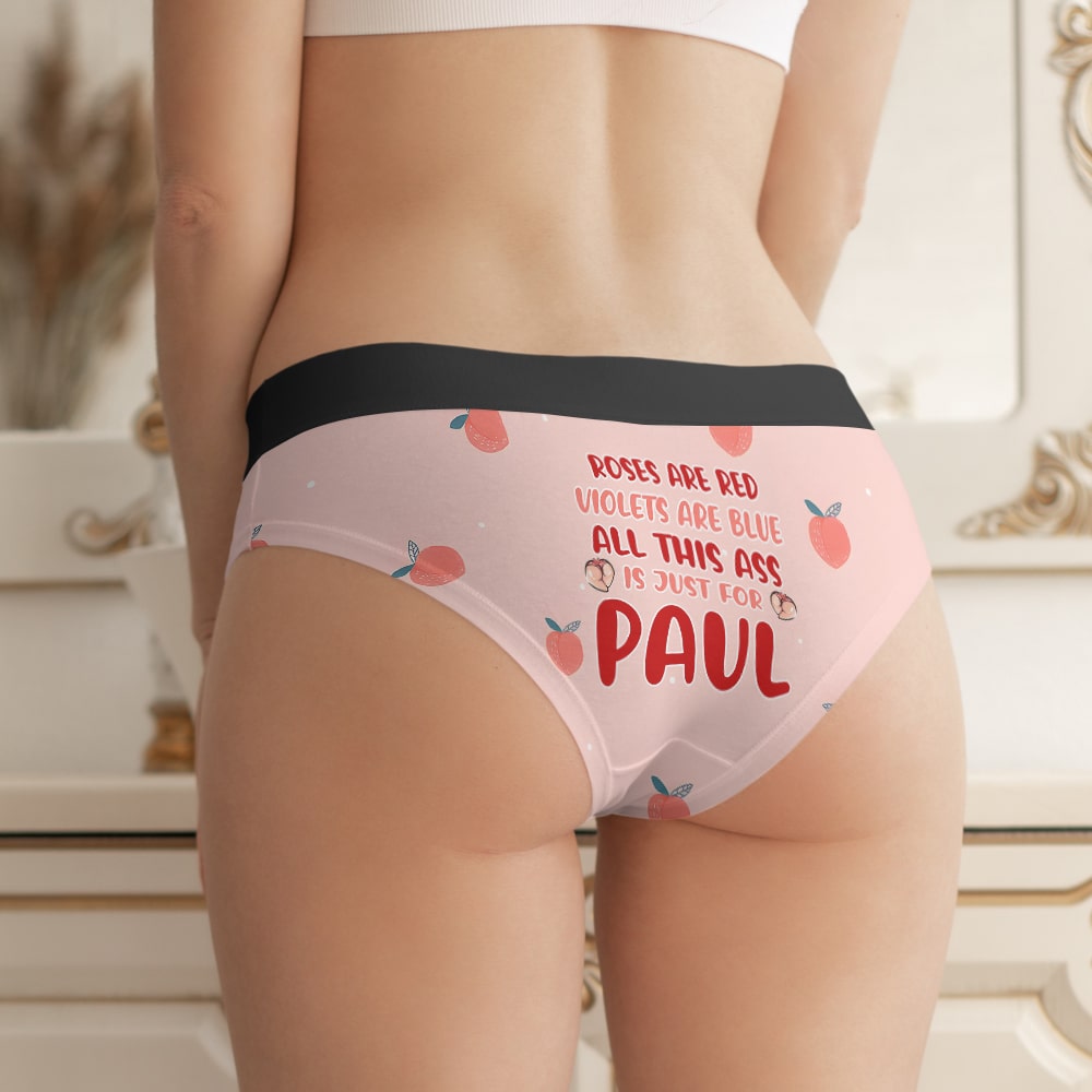 Customized Valentine's Boxer Briefs for Women, Girlfriend or Wife Name, Pink Underwear, 03KAPO291223-Homacus