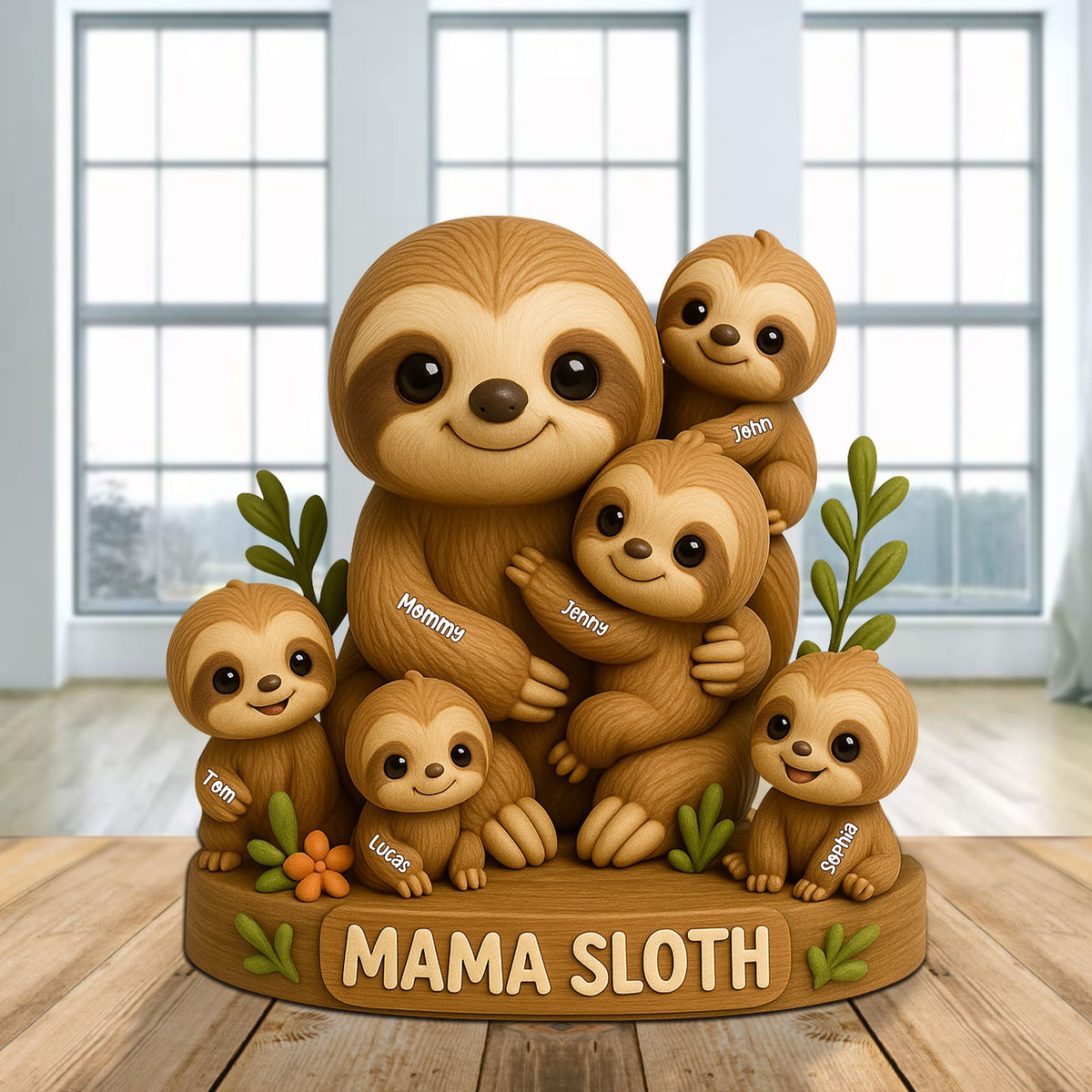 Personalized Christmas Gifts For Mom Plaque Mama Sloth 06natn150425-Homacus