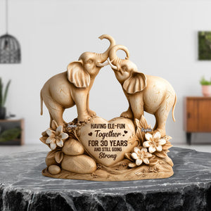 Elephant Couple Plaque - Personalized Gifts For Couple 05tgtn280525-Homacus