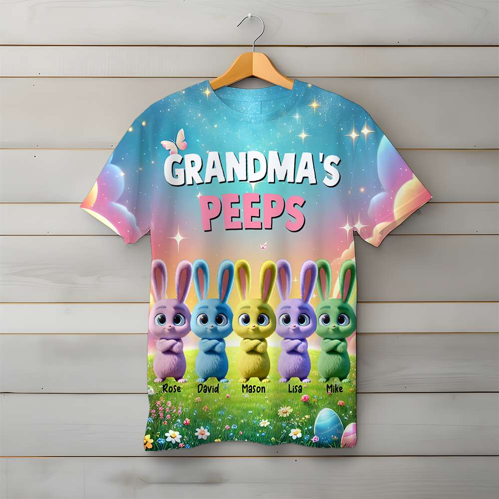 Personalized Gifts For Grandma Easter Day Shirt Bunny Peeps-Homacus