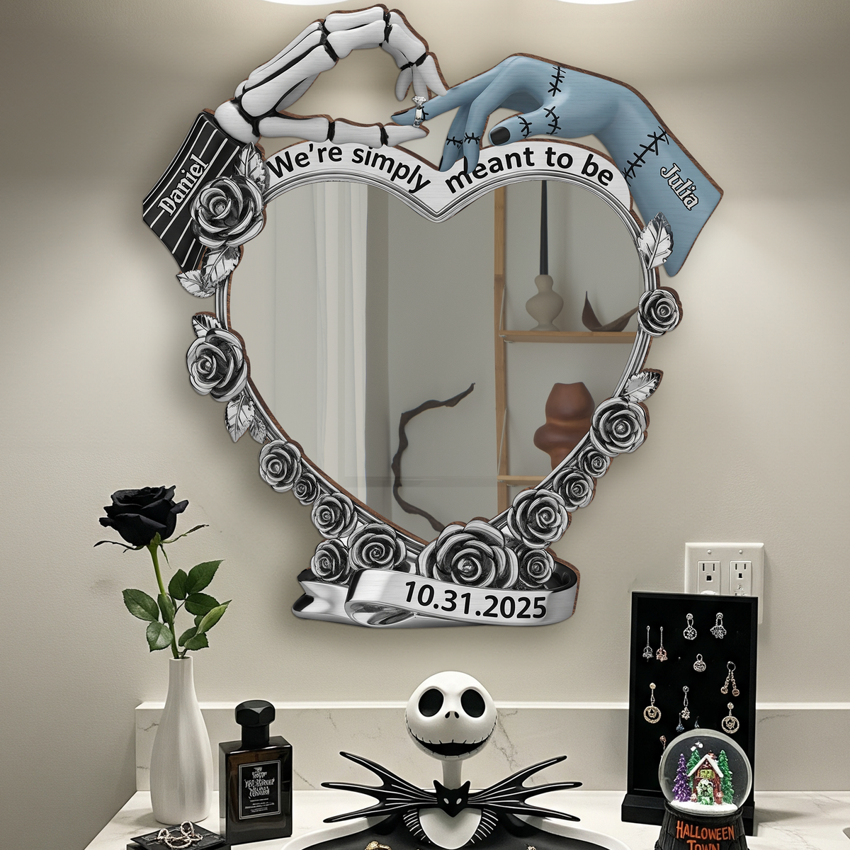 Spooky Couple Personalized Wall Hanging Mirror Gifts For Couple 03OHLU220725-Homacus
