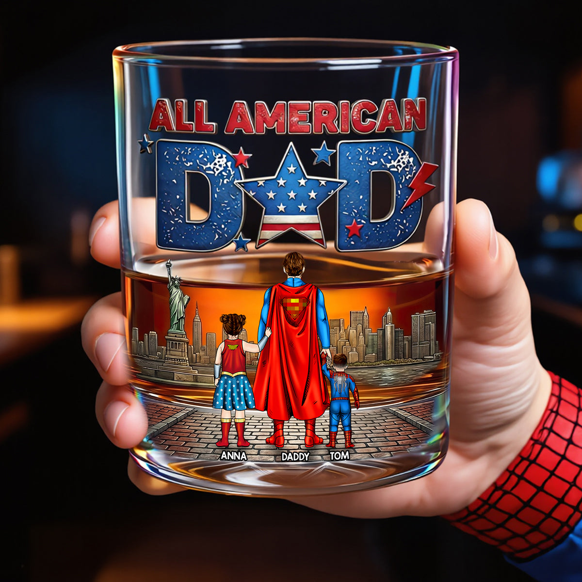 All American Dad Glass Mug - Personalized Gifts For Dad 02HUDT190526-Homacus