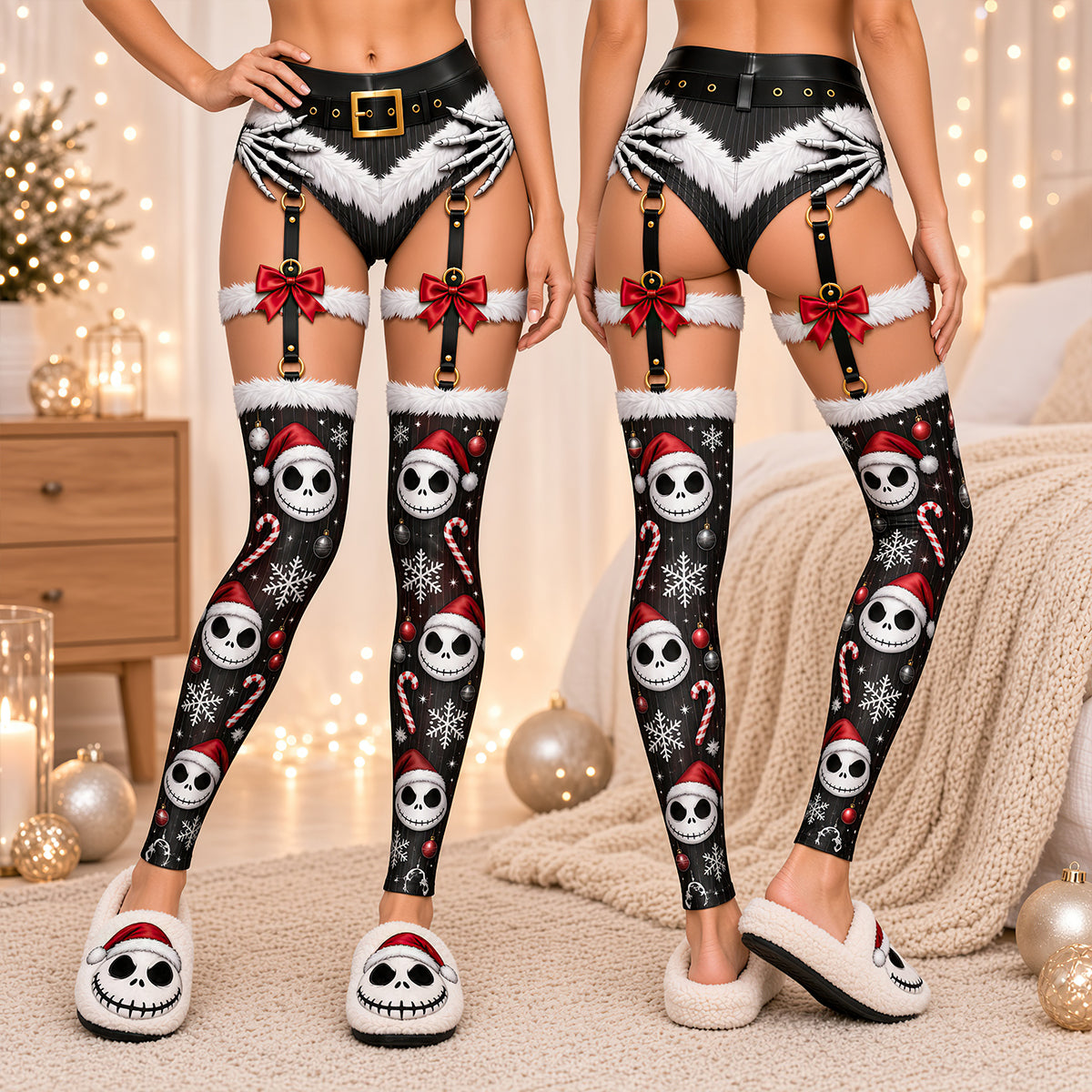Naughty Spooky Christmas Leggings - Personalized Gifts For Her 02tydt211026-Homacus