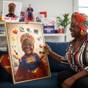 Powerful Mom Poster - Custom Photo Mom Portrait Gift for Mother’s Day Canvas Print 01HUTA250226-Homacus