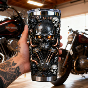 Fierce Skull Motorcycle Tumbler, Personalized Gifts For Bikers 04qhlu070126-Homacus