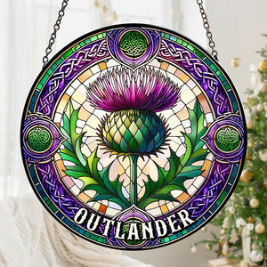 Personalized Gift For Historical Fantasy Novel Fans Suncatcher, Thistle Stained Glass 05QHTN290824-Homacus