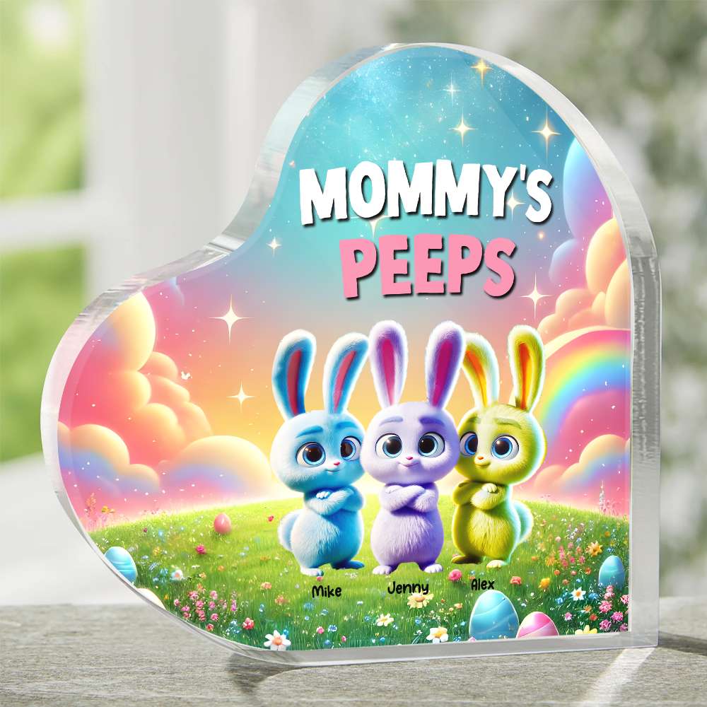 Personalized Gifts For Mom Heart Plaque, Bunny Peeps Easter Day 02TGMH110325-Homacus