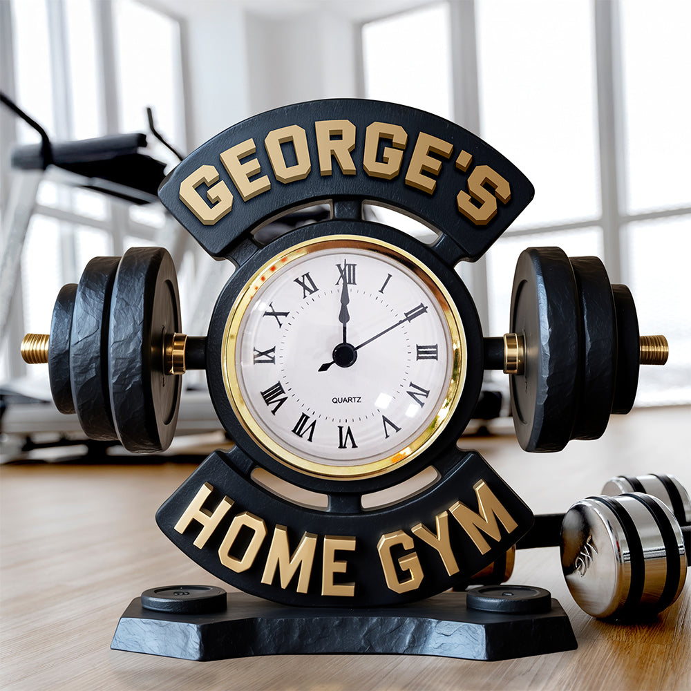 Home Gym Desk Clock Plaque - Personalized Gifts for Gym Lovers 03toqn260525-Homacus