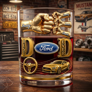 Muscle Car Dad Round Glass - Personalized Gift For Dads 03NATN220526-Homacus